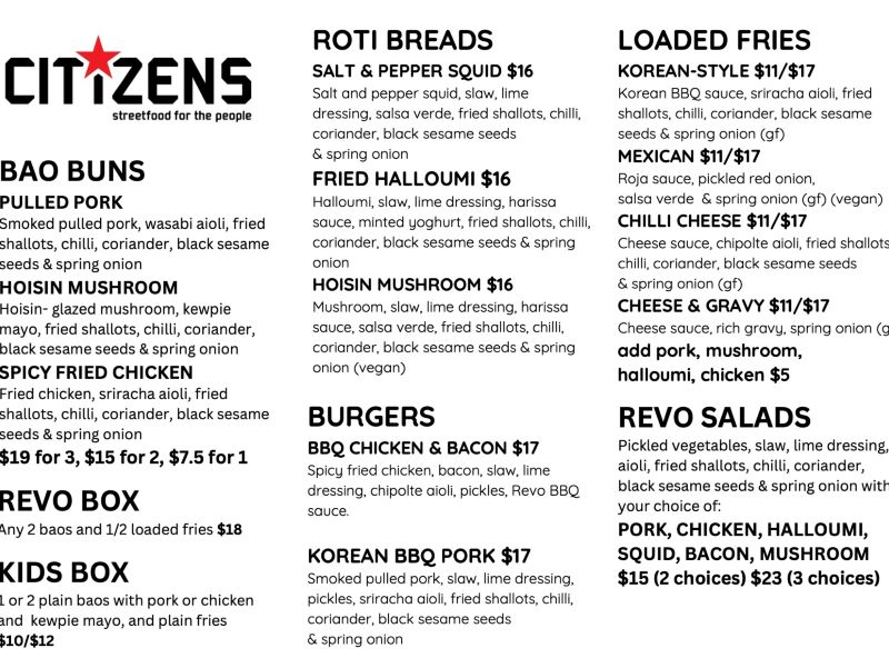 Image of Citizens Menu