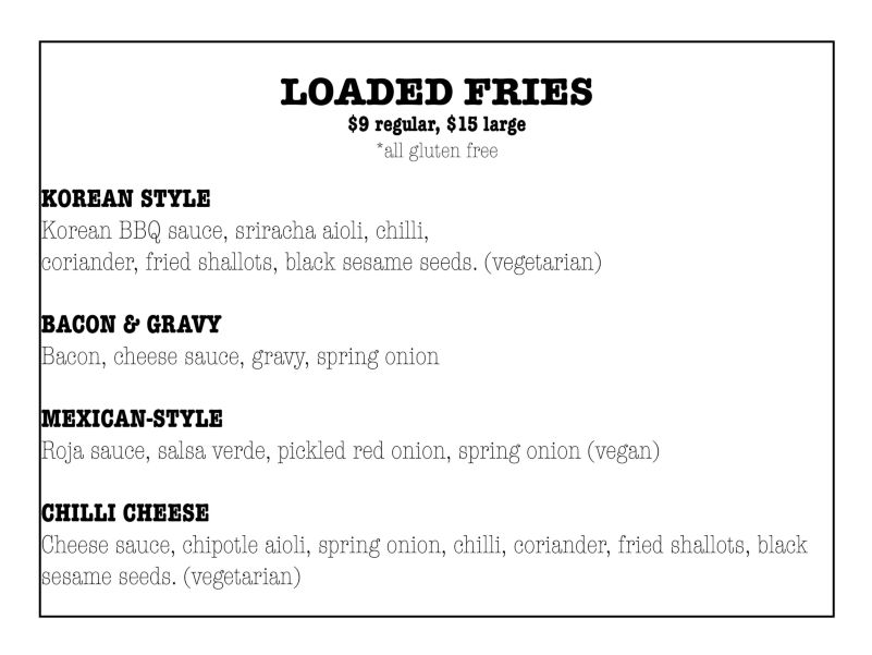 Citizens Loaded Fries Menu